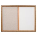 United Visual Products Decor Wood Combo Board, 72"x48", Walnut/Blue & Apricot UV705DEFAB-WALNUT-BLUE-APRICOT